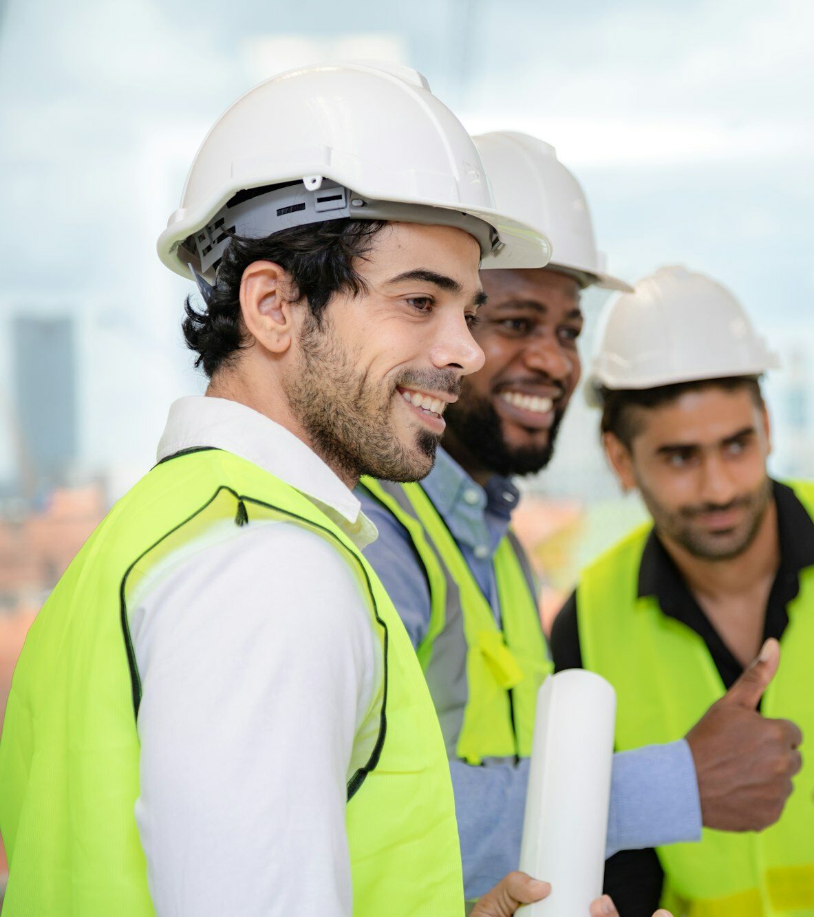 professional engineer construction foreman team discussion working in business industry architect